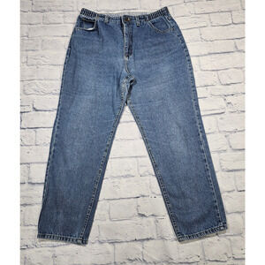 Lee WOMENS SIZE 14 Jeans Blue High Waist Tapered Mom Made In USA Retro VINTAGE